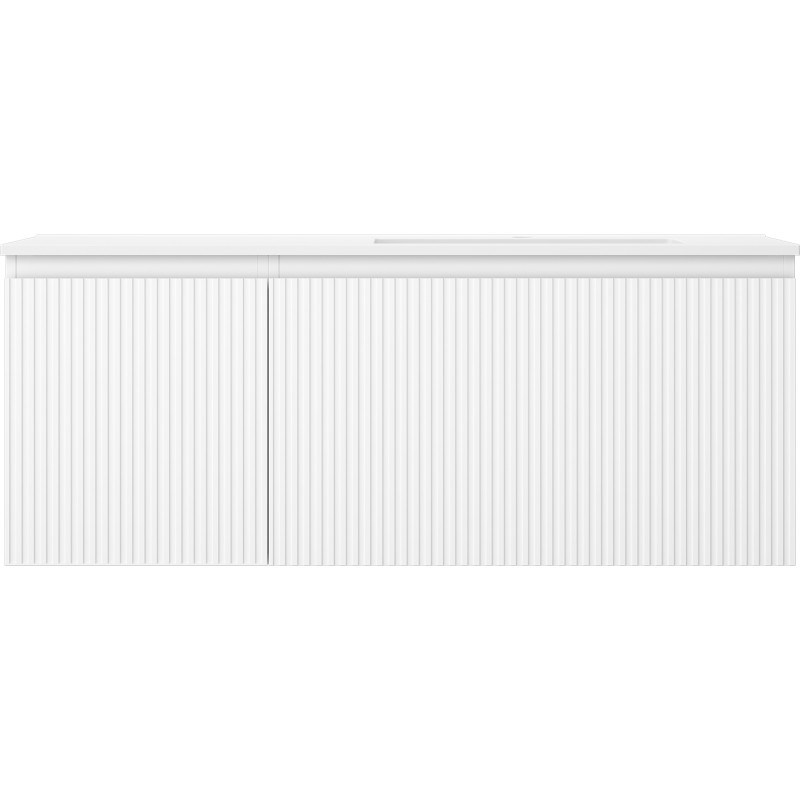 Mexen Rivel 120 cm bathroom cabinet with right Otis sink, 1S, 1D, grooved, white matte - 91A23-12047-3-BBFF01-W18P01