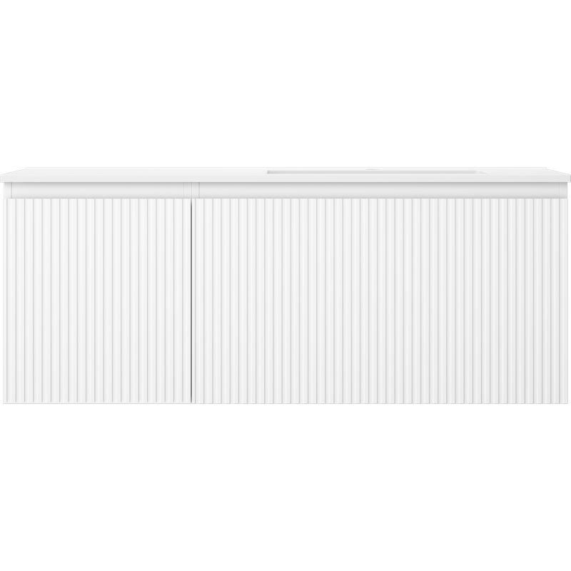 Mexen Rivel bathroom cabinet 120 cm with Otis right sink, 1S, 1D, ribbed, matte white - 91A23-12047-3-BBFF01-W18P01