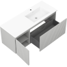 Mexen Rivel 120 cm bathroom cabinet with Otis sink right, 1S, 1D, fluted, gray matte/white matte - 91A23-12047-3-BBFF62-W18P01