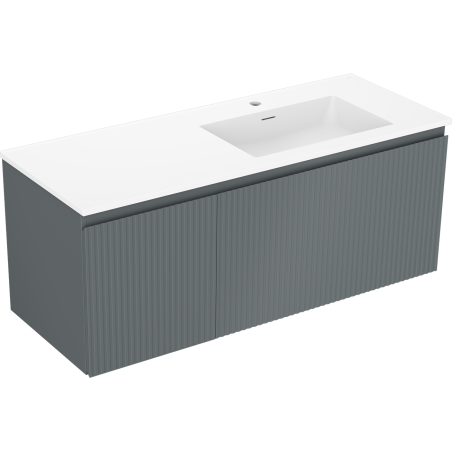 Mexen Rivel 120 cm bathroom cabinet with right Otis sink, 1S, 1D, fluted, graphite/white matte - 91A23-12047-3-BBFF66-W18P01