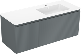 Mexen Rivel 120 cm bathroom cabinet with right Otis sink, 1S, 1D, fluted, graphite/white matte - 91A23-12047-3-BBFF66-W18P01