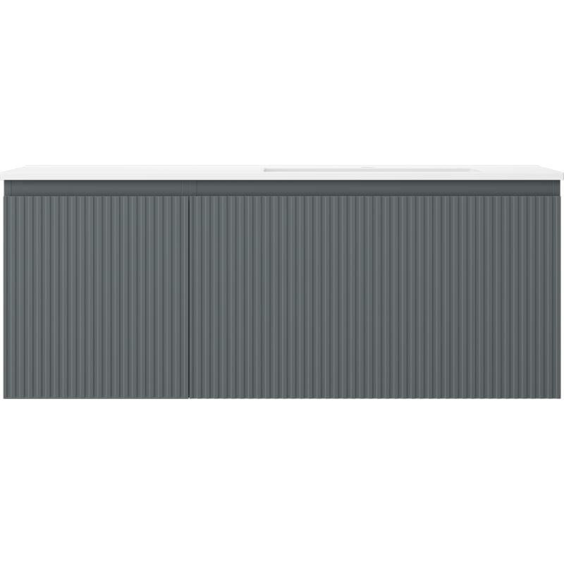 Mexen Rivel 120 cm bathroom cabinet with right Otis sink, 1S, 1D, fluted, graphite/white matte - 91A23-12047-3-BBFF66-W18P01
