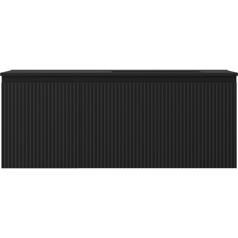 Mexen Rivel bathroom cabinet 120 cm with right Otis sink, 1S, 1D, grooved, black matte - 91A23-12047-3-BBFF71-W18P71