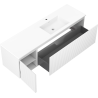 Mexen Rivel bathroom cabinet 160 cm with Otis right sink, 1S, 1D, fluted, white matte - 91A23-16047-3-BBFF01-W18P01