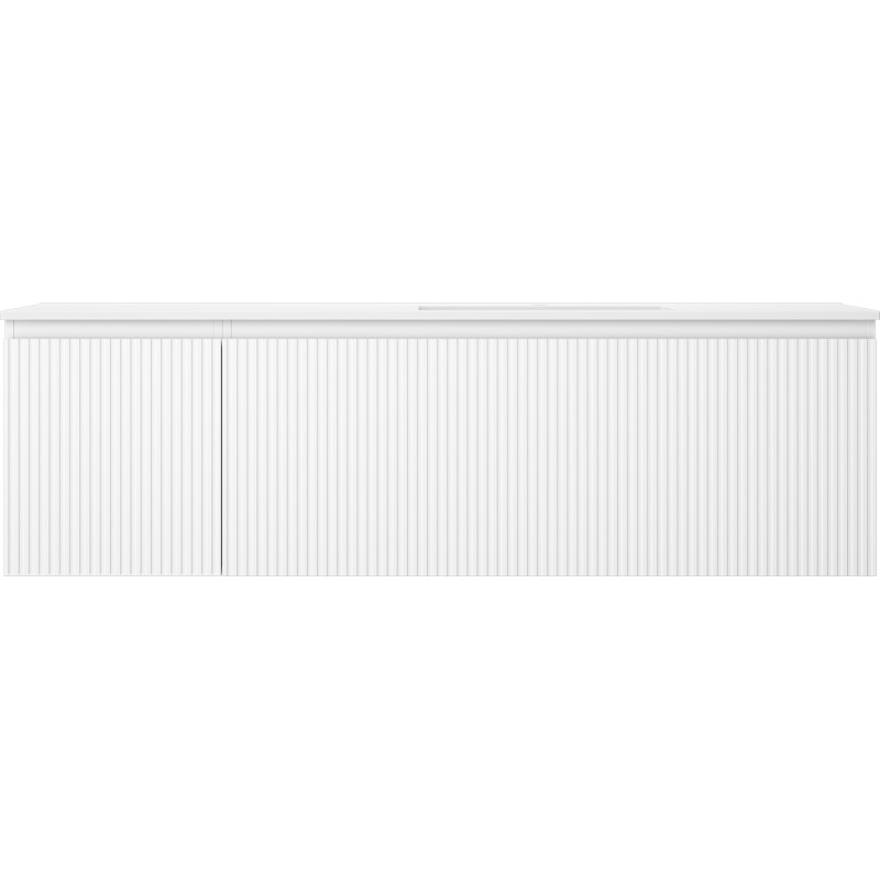Mexen Rivel bathroom cabinet 160 cm with Otis right sink, 1S, 1D, fluted, white matte - 91A23-16047-3-BBFF01-W18P01