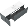 Mexen Rivel bathroom cabinet 160 cm with right Otis sink, 1S, 1D, grooved, graphite/white matte - 91A23-16047-3-BBFF66-W18P01