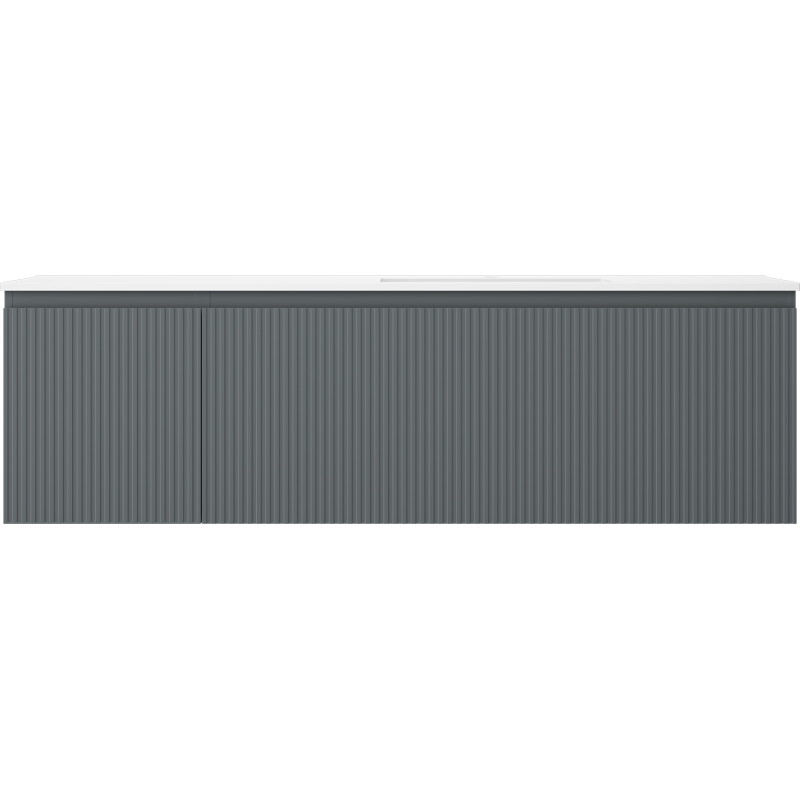 Mexen Rivel 160 cm bathroom cabinet with right sink Otis, 1S, 1D, grooved, graphite/white matte - 91A23-16047-3-BBFF66-W18P01