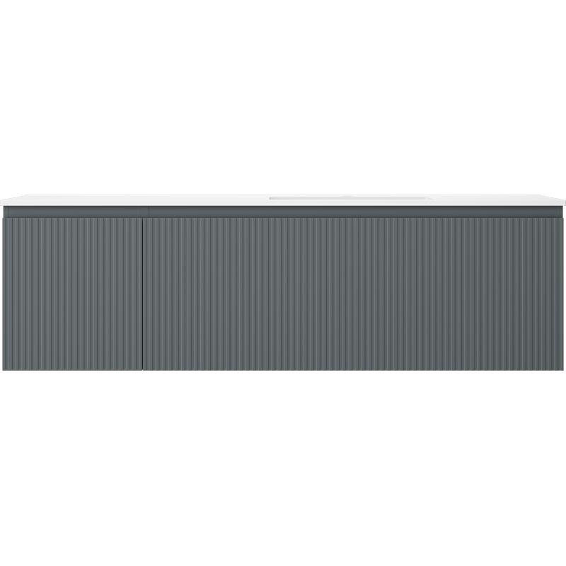 Mexen Rivel bathroom cabinet 160 cm with right Otis sink, 1S, 1D, grooved, graphite/white matte - 91A23-16047-3-BBFF66-W18P01