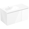 Mexen Orio 90 cm Bathroom Cabinet with Vela Left Sink, 1 Drawer, 1 Door, White Gloss - 91A13-09047-3-BBFF00-W23L00