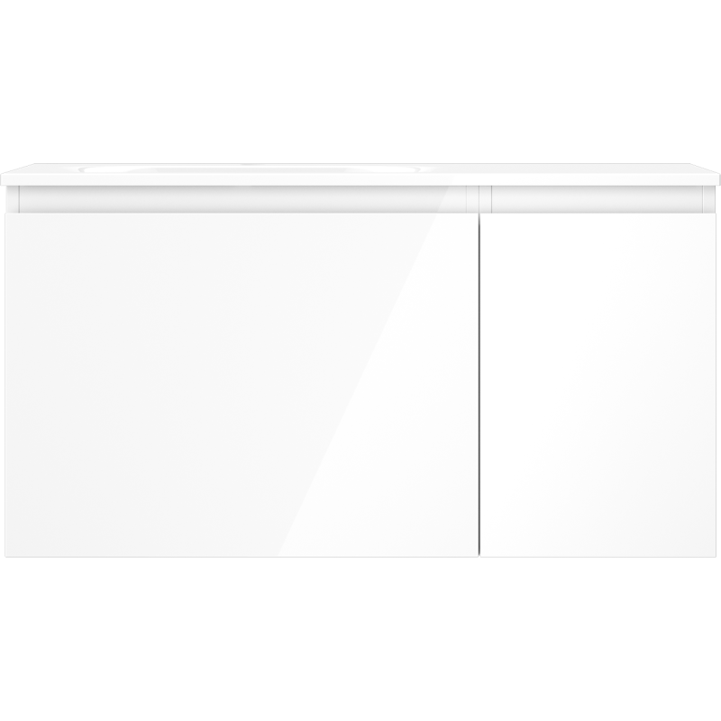 Mexen Orio bathroom cabinet 90 cm with Vela left sink, 1S, 1D, white gloss - 91A13-09047-3-BBFF00-W23L00