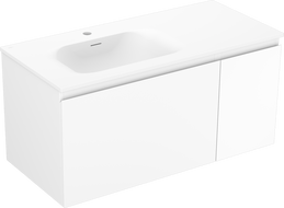 Mexen Orio 90 cm bathroom cabinet with left Vela sink, 1S, 1D, white matte - 91A13-09047-3-BBFF01-W23L01