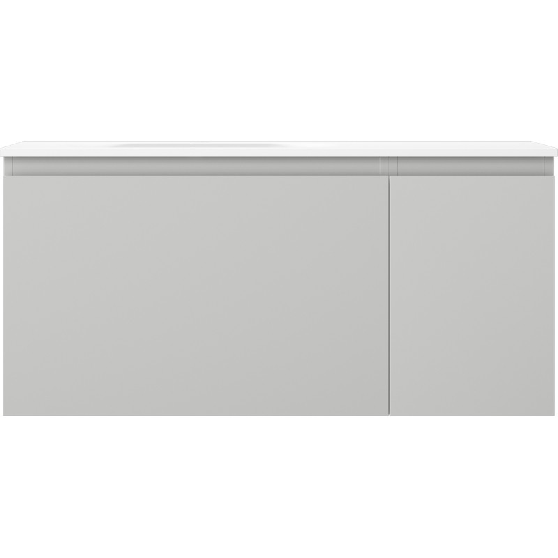 Mexen Orio 90 cm bathroom cabinet with left Vela sink, 1S, 1D, gray matte/white matte - 91A13-09047-3-BBFF62-W23L01