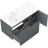 Mexen Orio Bathroom Cabinet 90 cm with Vela Left Sink, 1S, 1D, Matte Graphite/Matte White - 91A13-09047-3-BBFF66-W23L01