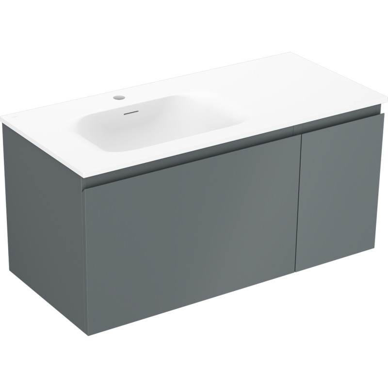 Mexen Orio 90 cm bathroom cabinet with Vela left sink, 1S, 1D, matte graphite/white matte - 91A13-09047-3-BBFF66-W23L01
