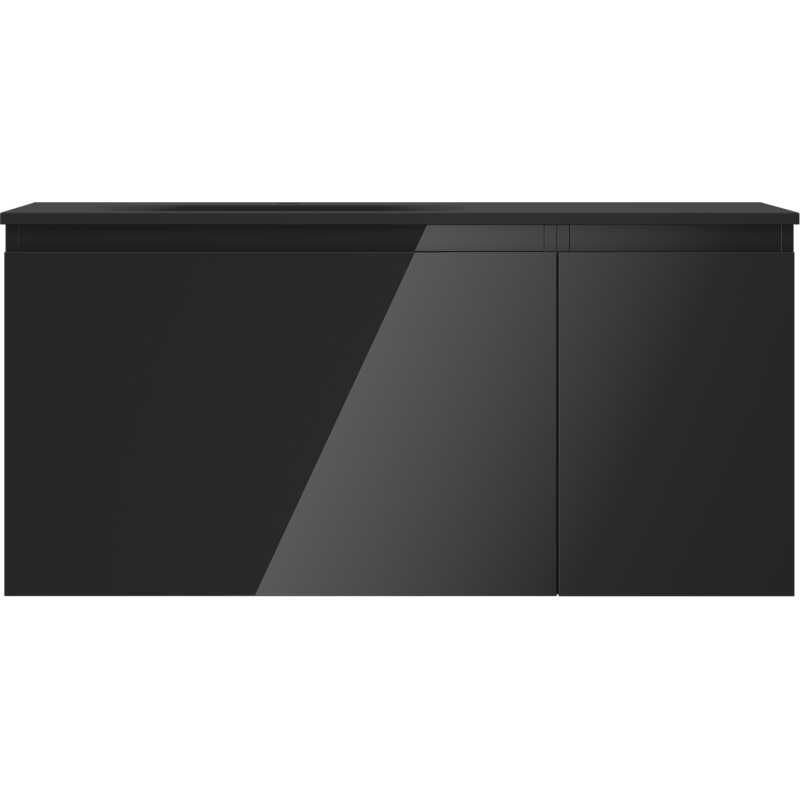 Mexen Orio bathroom cabinet 90 cm with Vela left sink, 1S, 1D, black gloss/matt black - 91A13-09047-3-BBFF70-W23L71