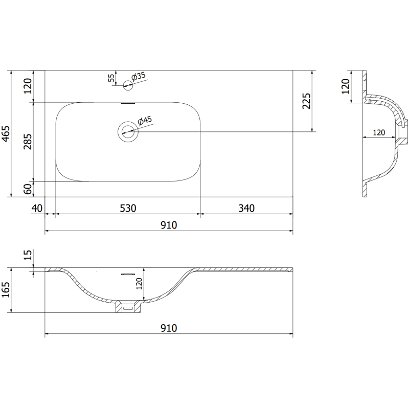 Mexen Orio bathroom cabinet 90 cm with Vela left sink, 1S, 1D, black matte - 91A13-09047-3-BBFF71-W23L71