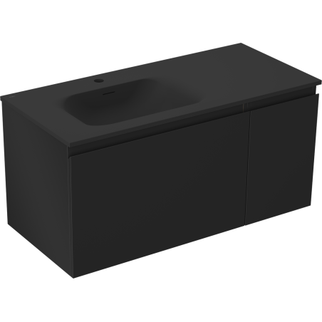 Mexen Orio 90 cm Bathroom Cabinet with Left Basin Vela, 1S, 1D, Black Matte - 91A13-09047-3-BBFF71-W23L71