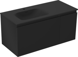 Mexen Orio 90 cm Bathroom Cabinet with Left Basin Vela, 1S, 1D, Black Matte - 91A13-09047-3-BBFF71-W23L71