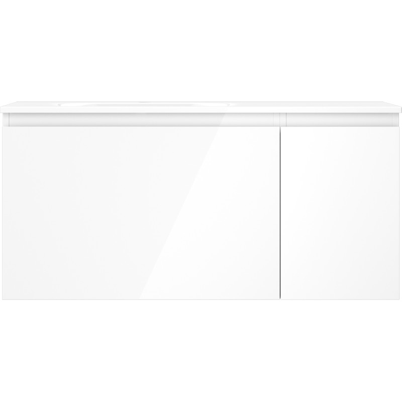 Mexen Orio bathroom cabinet 100 cm with Vela left sink, 1 drawer, 1 door, white gloss - 91A13-10047-3-BBFF00-W23L00