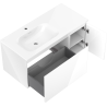 Mexen Orio bathroom cabinet 100 cm with Vela left sink, 1 drawer, 1 door, white gloss - 91A13-10047-3-BBFF00-W23L00