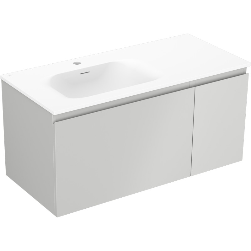 Mexen Orio 100 cm Bathroom Cabinet with Vela Left Sink, 1S, 1D, Gray Matte/White Matte - 91A13-10047-3-BBFF62-W23L01