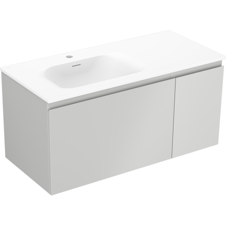 Mexen Orio 100 cm Bathroom Cabinet with Vela Left Sink, 1S, 1D, Gray Matte/White Matte - 91A13-10047-3-BBFF62-W23L01