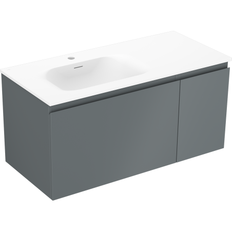Mexen Orio 100 cm bathroom cabinet with Vela left sink, 1 drawer, 1 door, matte graphite/matte white