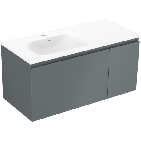 Mexen Orio bathroom cabinet 100 cm with Vela left sink, 1S, 1D, graphite matte/white matte - 91A13-10047-3-BBFF66-W23L01