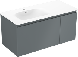 Mexen Orio 100 cm bathroom cabinet with Vela left sink, 1 drawer, 1 door, matte graphite/matte white