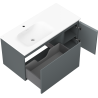 Mexen Orio bathroom cabinet 100 cm with Vela left sink, 1S, 1D, graphite matte/white matte - 91A13-10047-3-BBFF66-W23L01