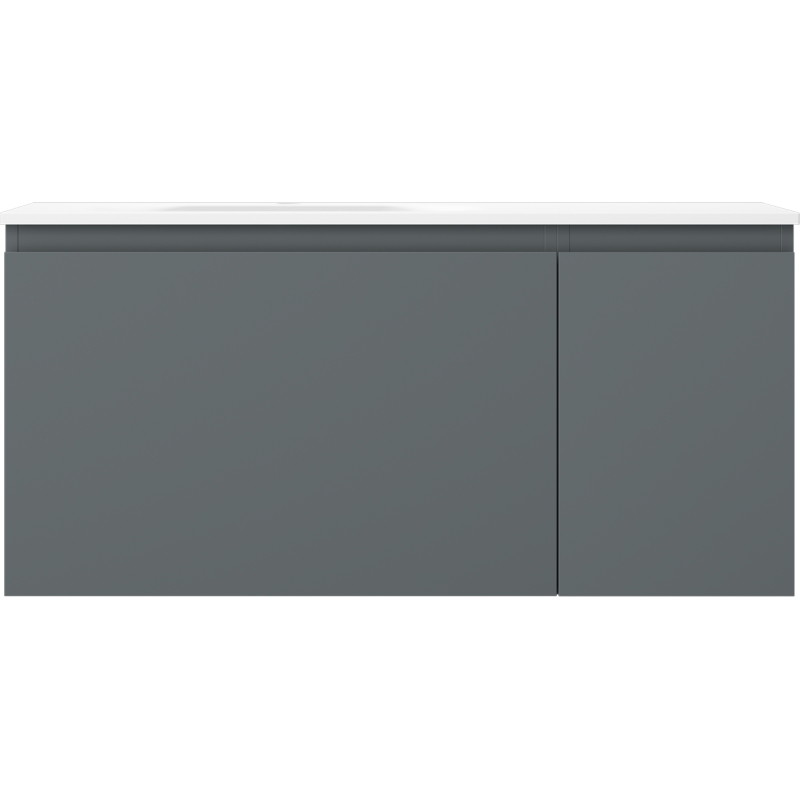 Mexen Orio 100 cm bathroom cabinet with Vela left sink, 1 drawer, 1 door, matte graphite/matte white