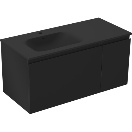 Mexen Orio bathroom cabinet 100 cm with Vela left sink, 1S, 1D, matte black - 91A13-10047-3-BBFF71-W23L71