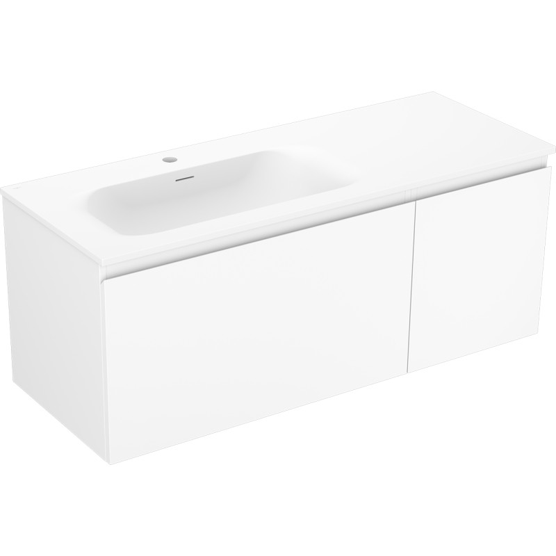 Mexen Orio 120 cm bathroom cabinet with Vela left sink, 1S, 1D, white matte - 91A13-12047-3-BBFF01-W23L01