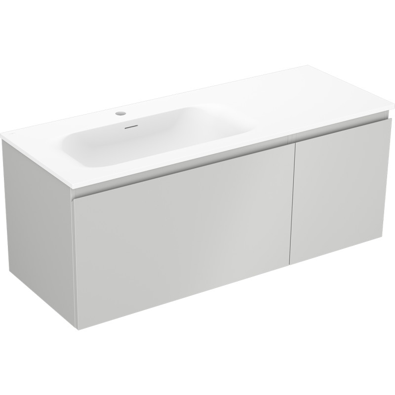 Mexen Orio 120 cm bathroom cabinet with Vela left sink, 1S, 1D, gray matte/white matte - 91A13-12047-3-BBFF62-W23L01