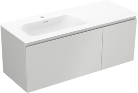 Mexen Orio 120 cm bathroom cabinet with Vela left sink, 1S, 1D, gray matte/white matte - 91A13-12047-3-BBFF62-W23L01