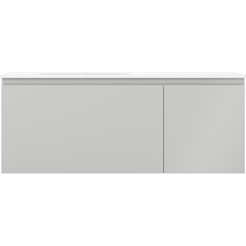 Mexen Orio bathroom cabinet 120 cm with Vela left sink, 1S, 1D, gray matte/white matte - 91A13-12047-3-BBFF62-W23L01