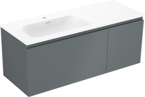 Mexen Orio 120 cm bathroom cabinet with Vela left sink, 1 drawer, 1 door, matte graphite/white - 91A13-12047-3-BBFF66-W23L01