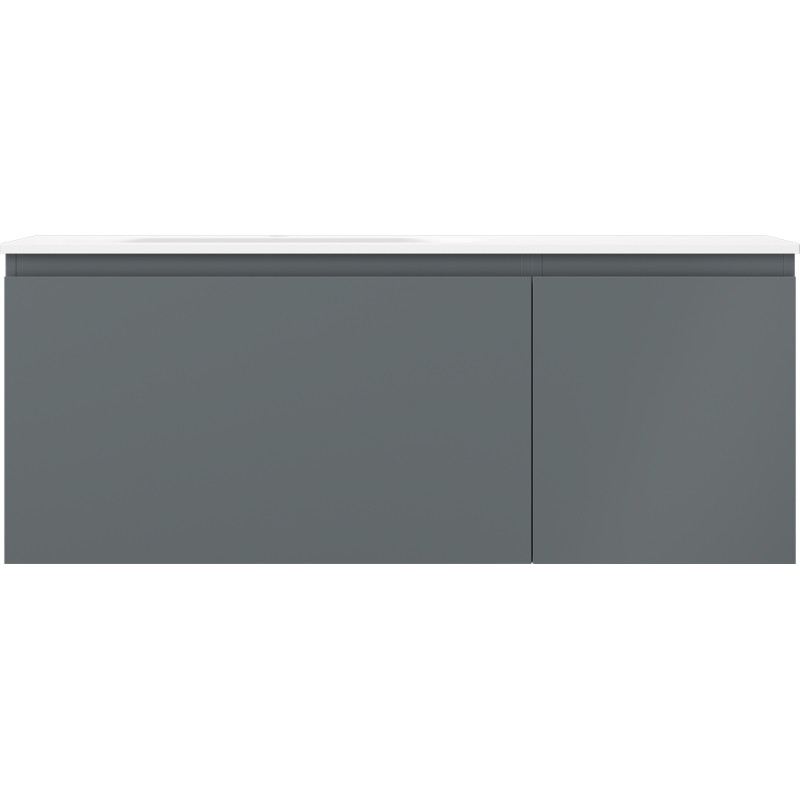 Mexen Orio 120 cm bathroom cabinet with Vela left sink, 1 drawer, 1 door, matte graphite/white - 91A13-12047-3-BBFF66-W23L01