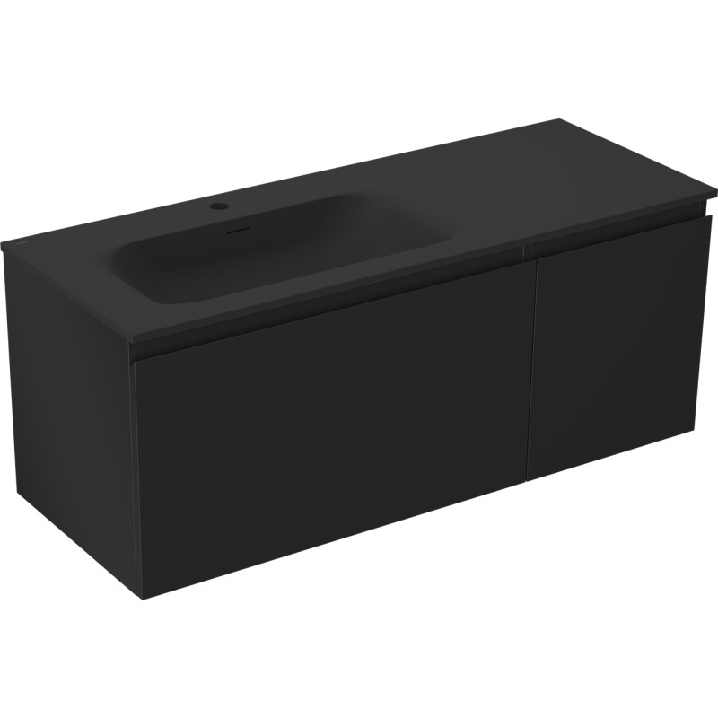 Mexen Orio 120 cm Bathroom Cabinet with Left Sink Vela, 1 Drawer, 1 Door, Matte Black - 91A13-12047-3-BBFF71-W23L71