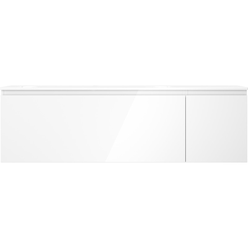 Mexen Orio 160 cm bathroom cabinet with Vela left sink, 1S, 1D, glossy white - 91A13-16047-3-BBFF00-W23L00
