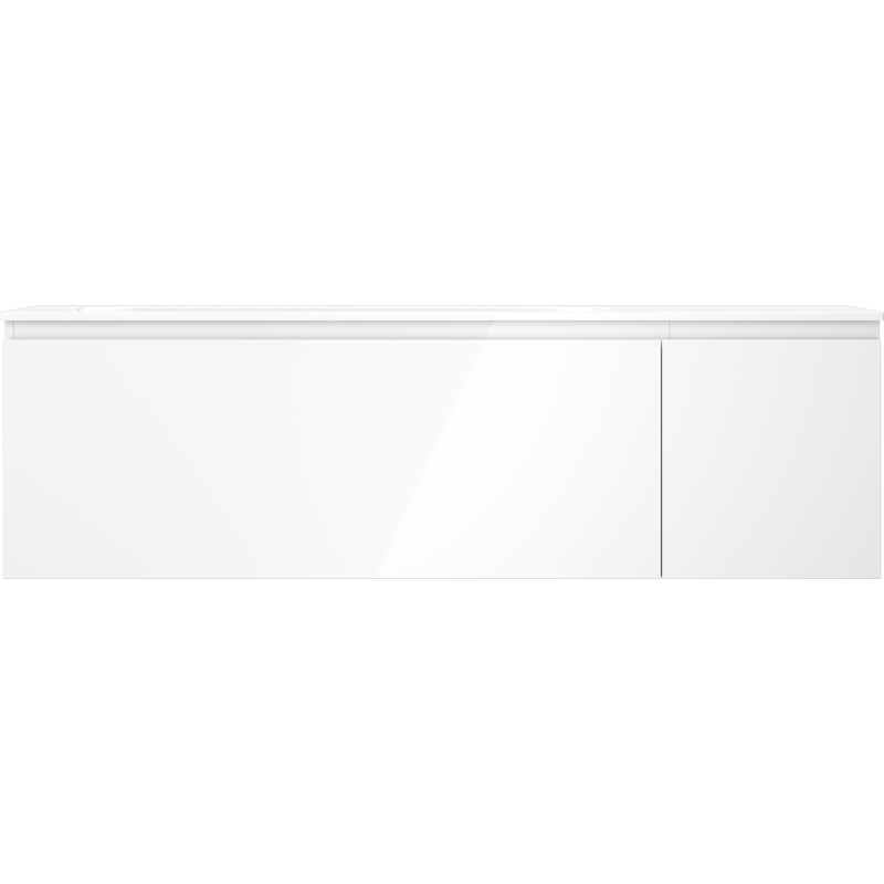Mexen Orio bathroom cabinet 160 cm with Vela left washbasin, 1S, 1D, white gloss - 91A13-16047-3-BBFF00-W23L00