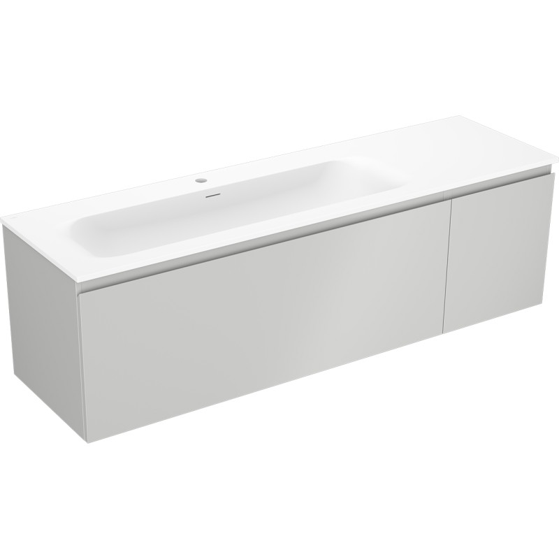 Mexen Orio 160 cm bathroom cabinet with Vela left sink, 1S, 1D, gray matte/white matte - 91A13-16047-3-BBFF62-W23L01
