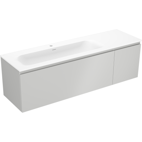 Mexen Orio 160 cm bathroom cabinet with Vela left sink, 1S, 1D, gray matte/white matte - 91A13-16047-3-BBFF62-W23L01