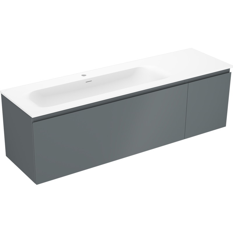 Mexen Orio bathroom cabinet 160 cm with Vela left sink, 1S, 1D, matte graphite/white - 91A13-16047-3-BBFF66-W23L01