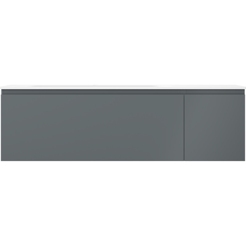 Mexen Orio bathroom cabinet 160 cm with Vela left sink, 1S, 1D, matte graphite/white - 91A13-16047-3-BBFF66-W23L01