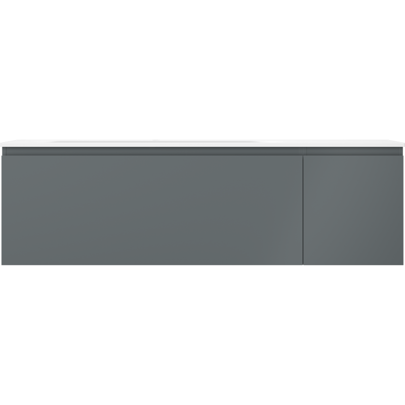 Mexen Orio bathroom cabinet 160 cm with Vela left sink, 1S, 1D, matte graphite/white matte - 91A13-16047-3-BBFF66-W23L01