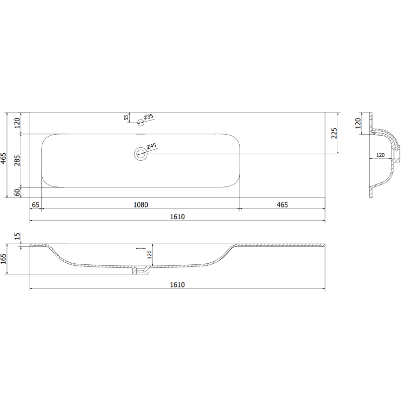 Mexen Orio bathroom cabinet 160 cm with left Vela sink, 1S, 1D, black gloss/black matte - 91A13-16047-3-BBFF70-W23L71