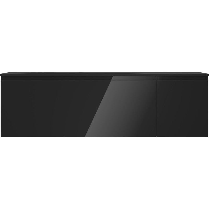 Mexen Orio 160 cm Bathroom Cabinet with Left Vela Sink, 1 Drawer, 1 Door, Black Gloss/Black Matte - 91A13-16047-3-BBFF70-W23L71
