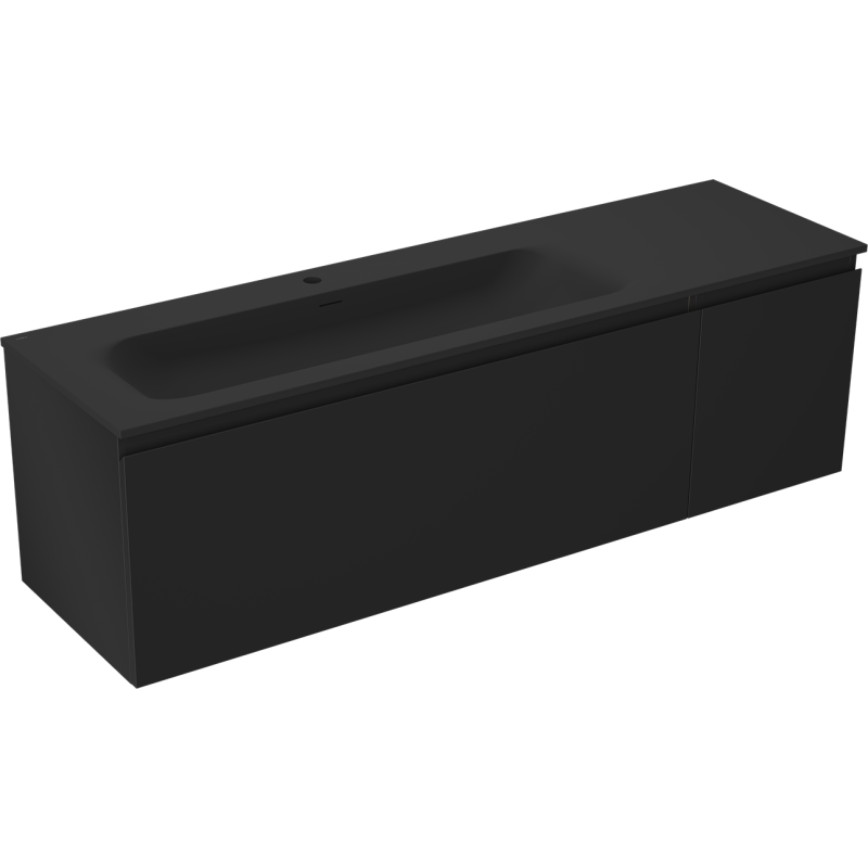 Mexen Orio bathroom cabinet 160 cm with Vela left basin, 1S, 1D, black matte - 91A13-16047-3-BBFF71-W23L71