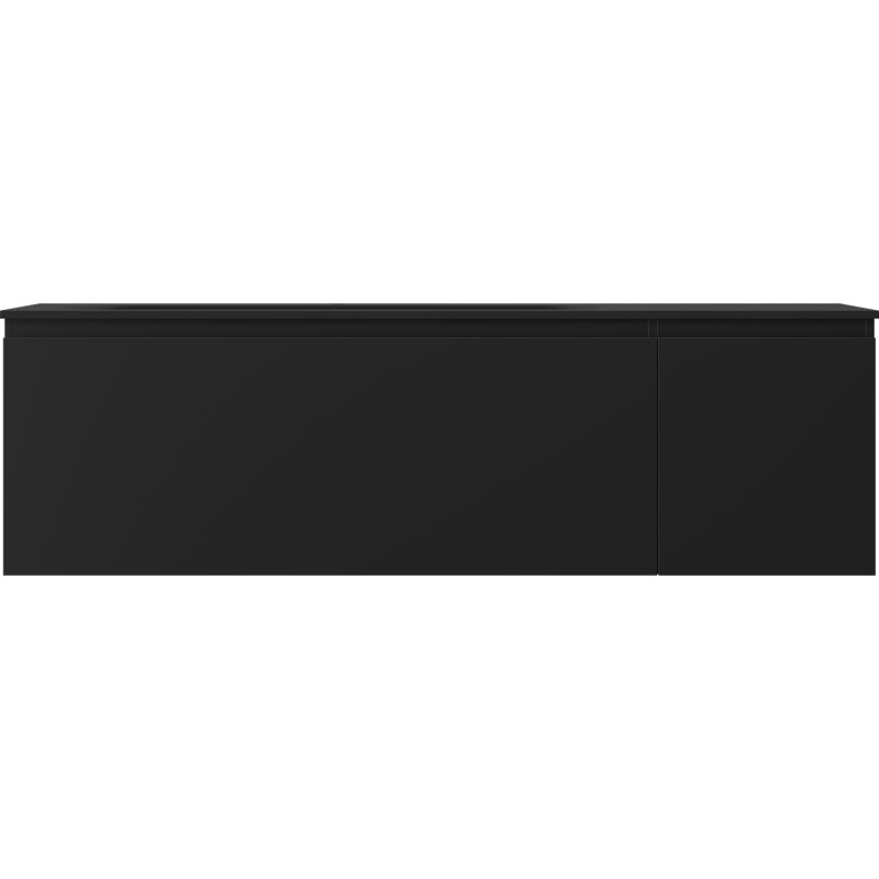 Mexen Orio 160 cm Bathroom Cabinet with Left Vela Sink, 1S, 1D, Black Matte - 91A13-16047-3-BBFF71-W23L71